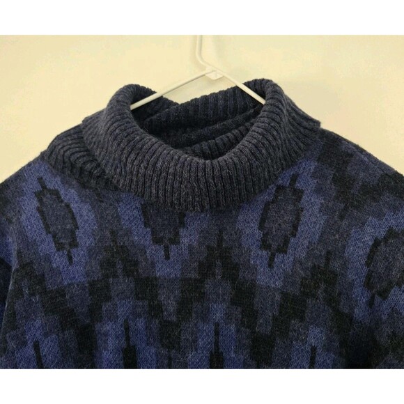 Soft Surroundings Sweater Womens M Turtleneck Jacquard Blue Aztec Wool Alpaca - Picture 2 of 7